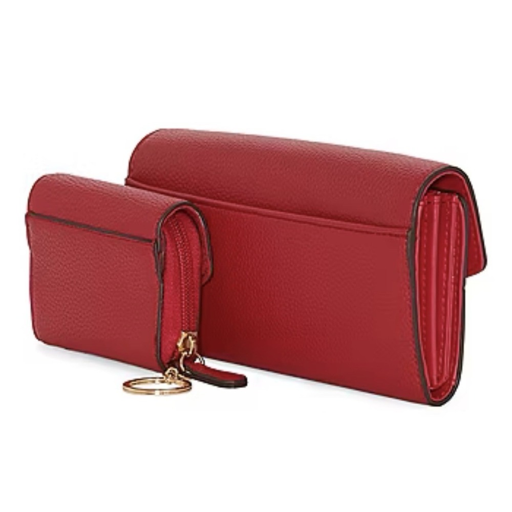 Liz Claiborne Zip Around 2-pc. Womens Envelope Wallet Mid Red NIB - Picture 2 of 5